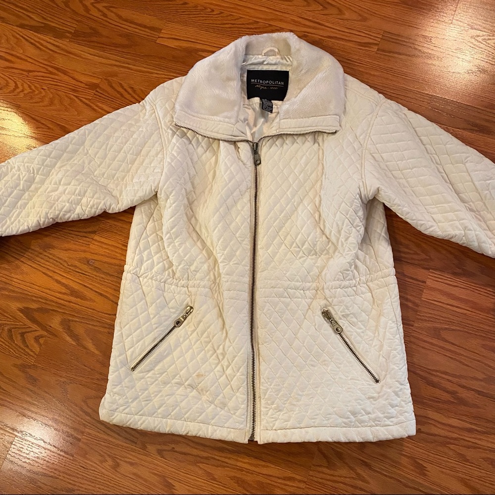Vintage Y2K Quilted Cloud Coat Puffer Coat Faux Fur Coat Winter White Coat - Picture 3 of 15